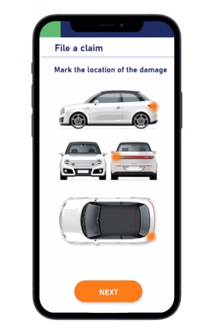 Digital Claims — file a claim screen on mobile